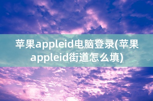 苹果appleid电脑登录(苹果appleid街道怎么填)