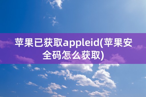 苹果已获取appleid(苹果安全码怎么获取)