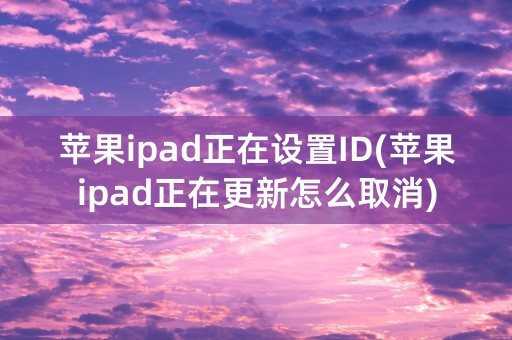 苹果ipad正在设置ID(苹果ipad正在更新怎么取消)