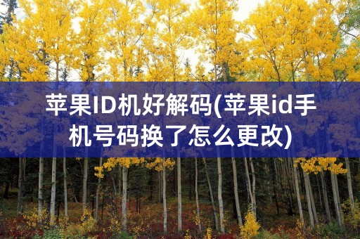 苹果ID机好解码(苹果id手机号码换了怎么更改)