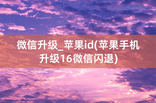 微信升级_苹果id(苹果手机升级16微信闪退)