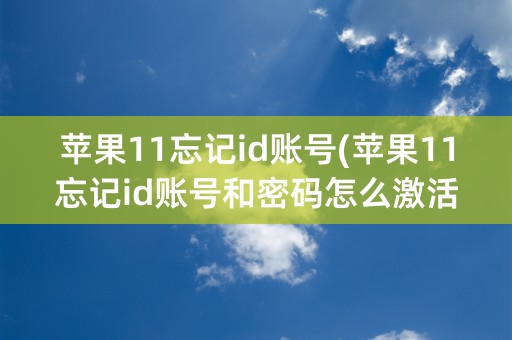 苹果11忘记id账号(苹果11忘记id账号和密码怎么激活)