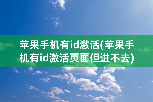 苹果手机有id激活(苹果手机有id激活页面但进不去)