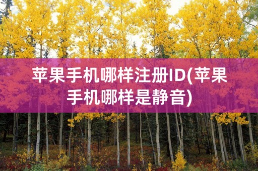 苹果手机哪样注册ID(苹果手机哪样是静音)