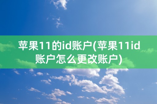 苹果11的id账户(苹果11id账户怎么更改账户)