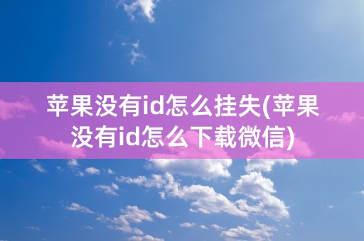 苹果没有id怎么挂失(苹果没有id怎么下载微信)