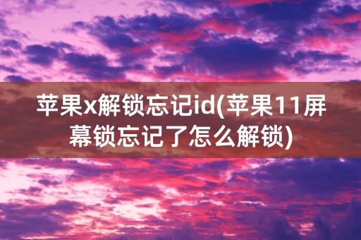 苹果x解锁忘记id(苹果11屏幕锁忘记了怎么解锁)