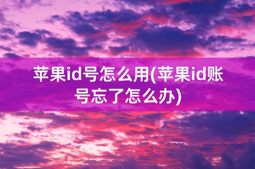 苹果id号怎么用(苹果id账号忘了怎么办)