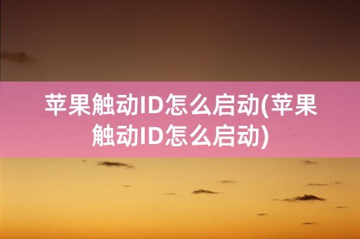 苹果触动ID怎么启动(苹果触动ID怎么启动)