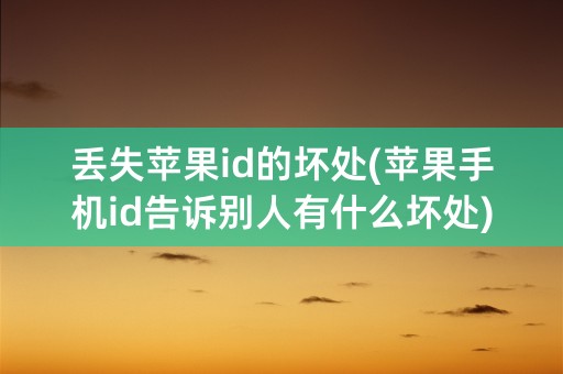 丢失苹果id的坏处(苹果手机id告诉别人有什么坏处)