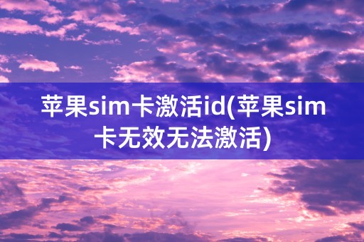 苹果sim卡激活id(苹果sim卡无效无法激活)