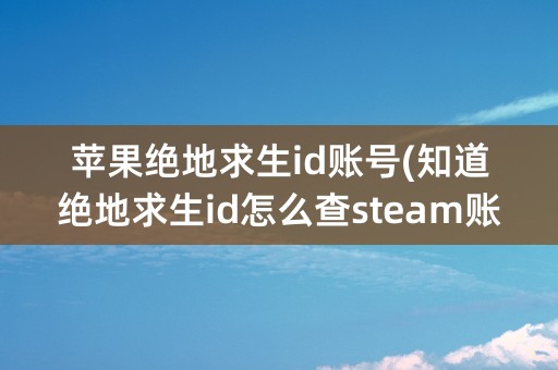 苹果绝地求生id账号(知道绝地求生id怎么查steam账号)