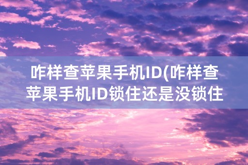 咋样查苹果手机ID(咋样查苹果手机ID锁住还是没锁住)