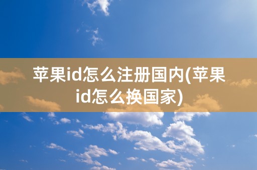 苹果id怎么注册国内(苹果id怎么换国家)