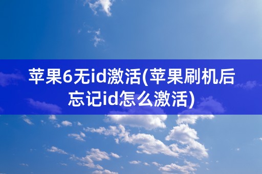 苹果6无id激活(苹果刷机后忘记id怎么激活)