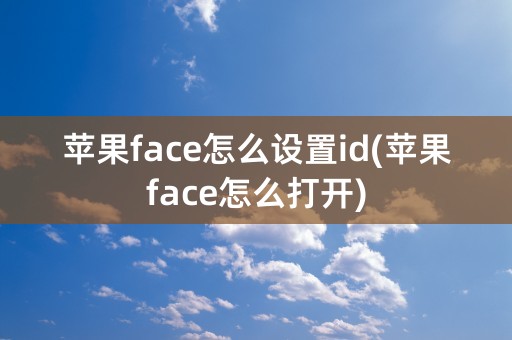 苹果face怎么设置id(苹果face怎么打开)