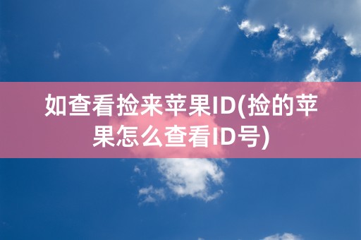 如查看捡来苹果ID(捡的苹果怎么查看ID号)