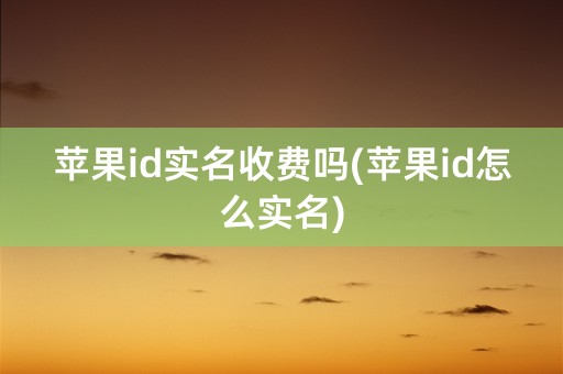 苹果id实名收费吗(苹果id怎么实名)