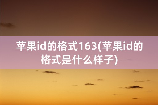 苹果id的格式163(苹果id的格式是什么样子)