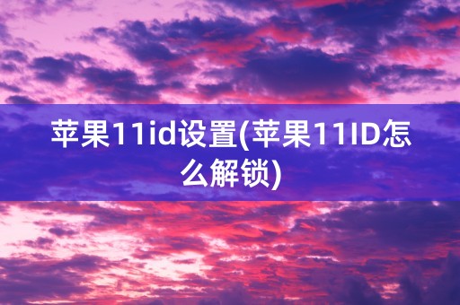 苹果11id设置(苹果11ID怎么解锁)