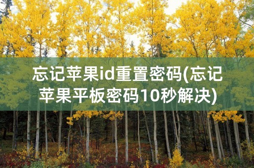 忘记苹果id重置密码(忘记苹果平板密码10秒解决)