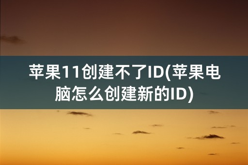 苹果11创建不了ID(苹果电脑怎么创建新的ID)