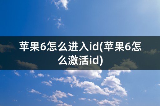 苹果6怎么进入id(苹果6怎么激活id)