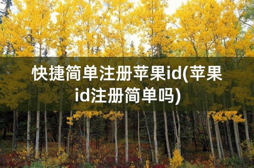 快捷简单注册苹果id(苹果id注册简单吗)