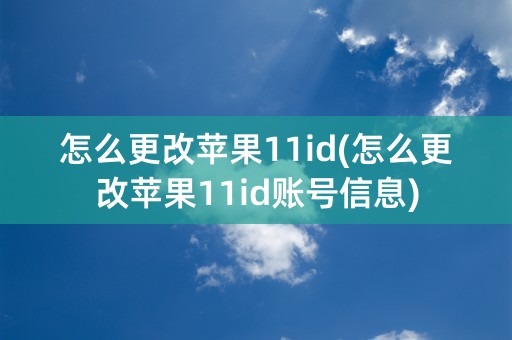 怎么更改苹果11id(怎么更改苹果11id账号信息)