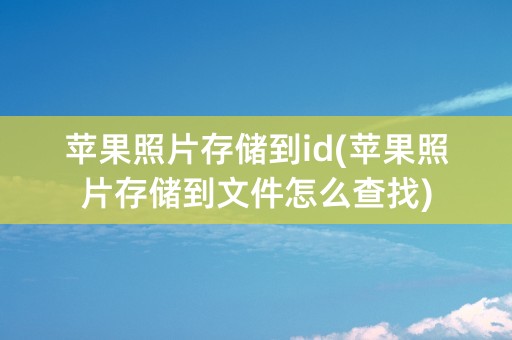 苹果照片存储到id(苹果照片存储到文件怎么查找)