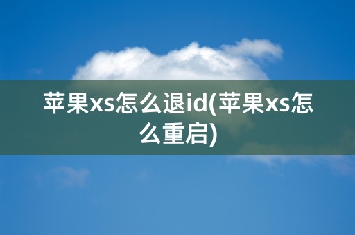 苹果xs怎么退id(苹果xs怎么重启)