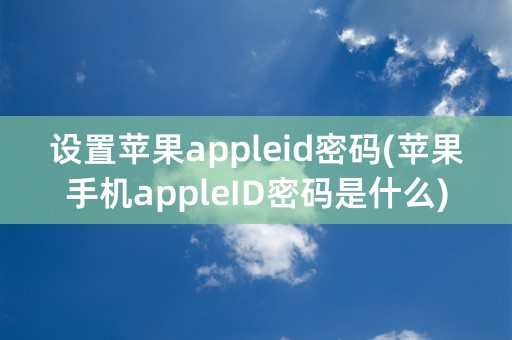 设置苹果appleid密码(苹果手机appleID密码是什么)