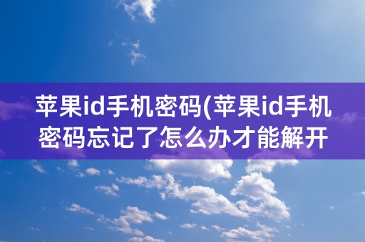 苹果id手机密码(苹果id手机密码忘记了怎么办才能解开)