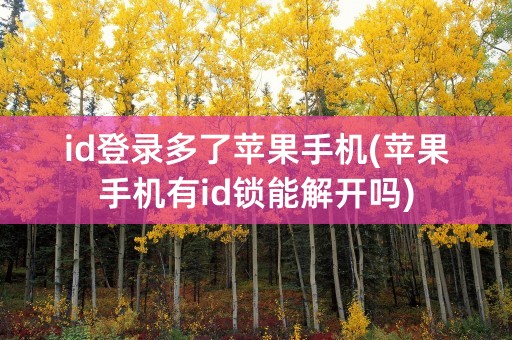 id登录多了苹果手机(苹果手机有id锁能解开吗)