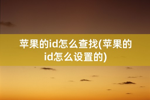 苹果的id怎么查找(苹果的id怎么设置的)