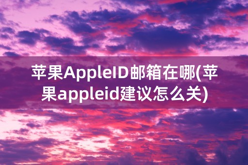 苹果AppleID邮箱在哪(苹果appleid建议怎么关)