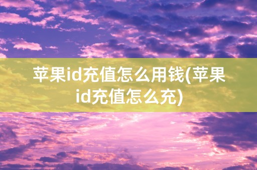 苹果id充值怎么用钱(苹果id充值怎么充)