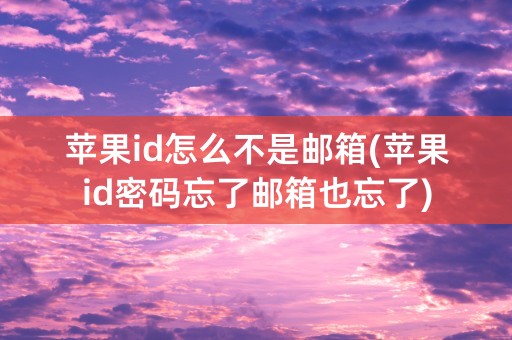 苹果id怎么不是邮箱(苹果id密码忘了邮箱也忘了)