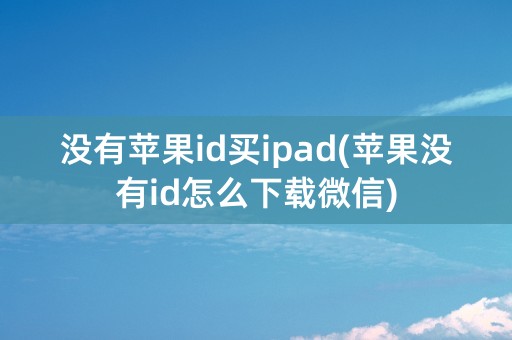 没有苹果id买ipad(苹果没有id怎么下载微信)