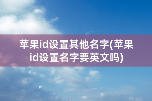 苹果id设置其他名字(苹果id设置名字要英文吗)