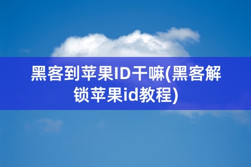 黑客到苹果ID干嘛(黑客解锁苹果id教程)