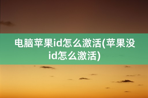 电脑苹果id怎么激活(苹果没id怎么激活)