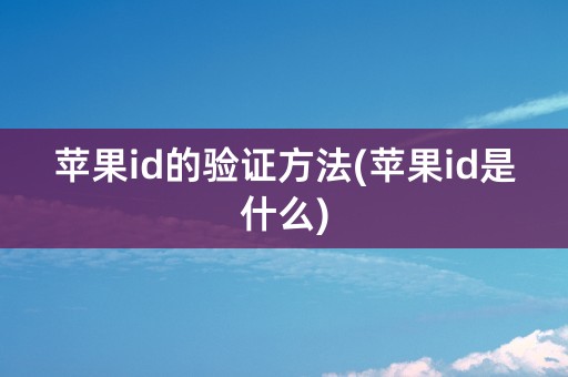 苹果id的验证方法(苹果id是什么)