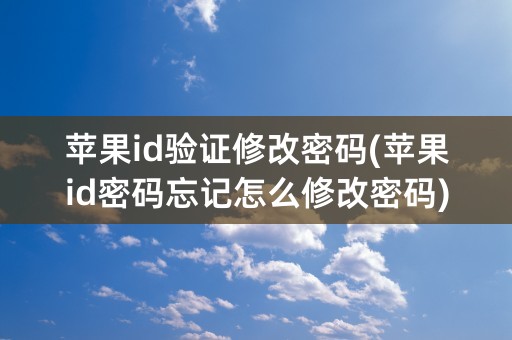 苹果id验证修改密码(苹果id密码忘记怎么修改密码)