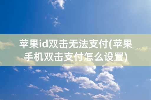 苹果id双击无法支付(苹果手机双击支付怎么设置)