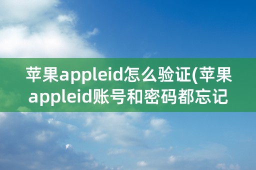 苹果appleid怎么验证(苹果appleid账号和密码都忘记了怎么办)