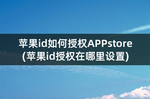 苹果id如何授权APPstore(苹果id授权在哪里设置)