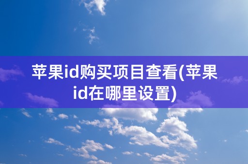 苹果id购买项目查看(苹果id在哪里设置)