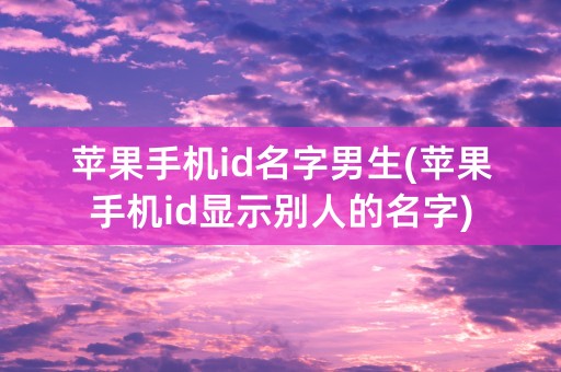 苹果手机id名字男生(苹果手机id显示别人的名字)