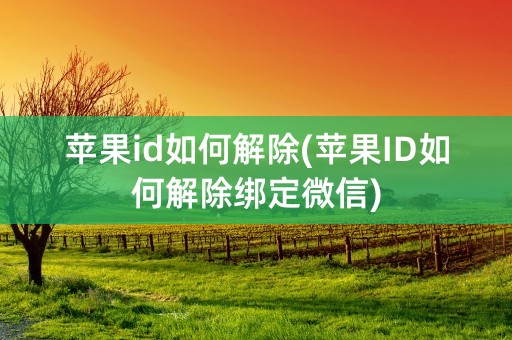 苹果id如何解除(苹果ID如何解除绑定微信)